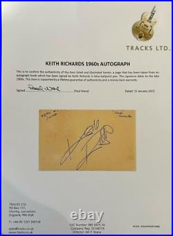 1960's The Rolling Stones Keith Richards Signed Autographed 3x5 Album Page Psa