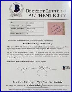 1960's The Rolling Stones Keith Richards Signed Autographed Album Page Beckett