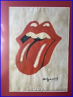 Andy Warhol Signed Rolling Stones Tongue And Lips Logo Original Painting COA