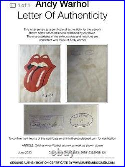 Andy Warhol Signed Rolling Stones Tongue And Lips Logo Original Painting COA