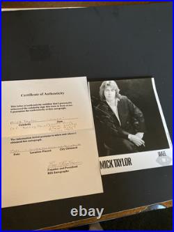 Autographed Photo B&W 7x9 Of Mick Taylor Of The Rolling Stones With Certificate