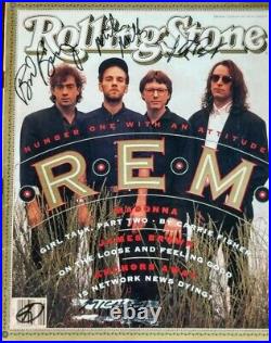 Autographs of band REM Members on Cover of Rolling Stones Autographs of band REM Members on Cover of Rolling Stones