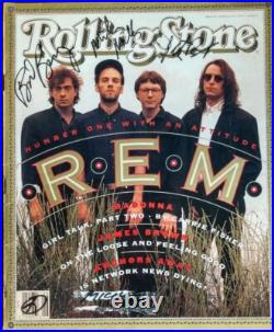Autographs of band REM Members on Cover of Rolling Stones Autographs of band REM Members on Cover of Rolling Stones