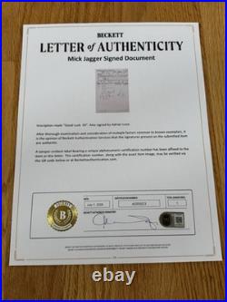 Awesome Mick Jagger Rolling Stones Signed Production Script Beckett LOA