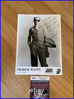 Awesome Vintage Charlie Watts Signed Autographed Photo JSA Rolling Stones