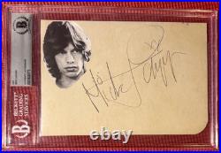 BECKETT slabbed & signed MICK JAGGER autographed 5x 7 LARGE CUT Rolling Stones