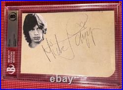 BECKETT slabbed & signed MICK JAGGER autographed 5x 7 LARGE CUT Rolling Stones