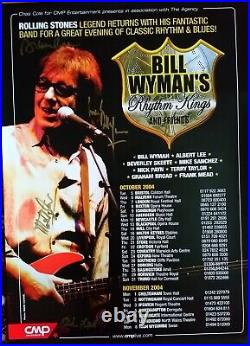 BILL WYMAN HAND SIGNED by 5 Members CONCERT POSTER UK TOUR 2004 Rolling Stones