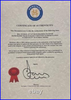 Bill Wyman, Rolling Stones Guitarist, Framed (12' X 8'inch) Hand Signed CD & COA