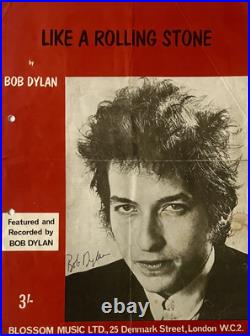 Bob Dylan Signed Autograph Like A Rolling Stone (1965) Vintage Music Sheet