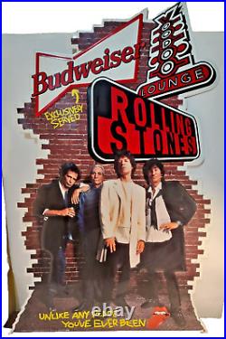 Budweiser Rolling Stones Voodoo Lounge Tin Sign 1994 Vintage Rock&Roll
