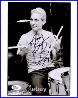 CHARLIE WATTS AUTOGRAPHED 8x10 PHOTO ROLLING STONES DRUMMER TO CHRIS JSA