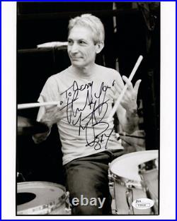 CHARLIE WATTS AUTOGRAPHED 8x10 PHOTO ROLLING STONES DRUMMER TO JERRY JSA