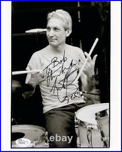 CHARLIE WATTS HAND SIGNED 8x10 PHOTO ROLLING STONES DRUMMER TO BOB JSA