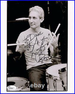 CHARLIE WATTS HAND SIGNED 8x10 PHOTO ROLLING STONES DRUMMER TO DAVE JSA