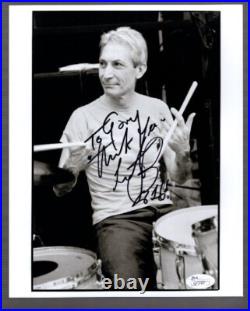 CHARLIE WATTS HAND SIGNED 8x10 PHOTO ROLLING STONES DRUMMER TO GARY JSA