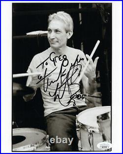 CHARLIE WATTS HAND SIGNED 8x10 PHOTO ROLLING STONES DRUMMER TO GREG JSA
