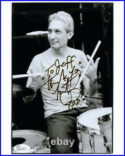 CHARLIE WATTS HAND SIGNED 8x10 PHOTO ROLLING STONES DRUMMER TO JEFF JSA