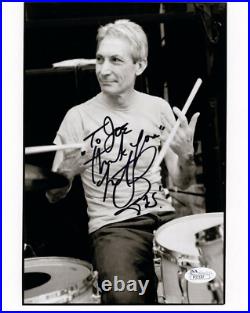 CHARLIE WATTS HAND SIGNED 8x10 PHOTO ROLLING STONES DRUMMER TO JOE JSA CHARLIE WATTS HAND SIGNED 8x10 PHOTO ROLLING STONES DRUMMER TO JOE JSA