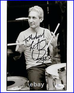 CHARLIE WATTS HAND SIGNED 8x10 PHOTO ROLLING STONES DRUMMER TO MICHAEL JSA