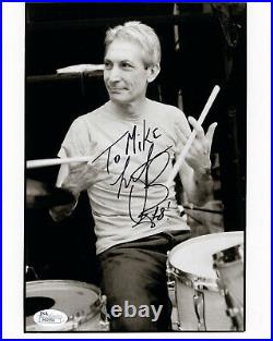CHARLIE WATTS HAND SIGNED 8x10 PHOTO ROLLING STONES DRUMMER TO MIKE JSA