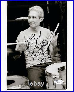 CHARLIE WATTS HAND SIGNED 8x10 PHOTO ROLLING STONES DRUMMER TO PAUL JSA