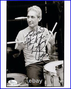 CHARLIE WATTS HAND SIGNED 8x10 PHOTO ROLLING STONES DRUMMER TO RICHARD JSA