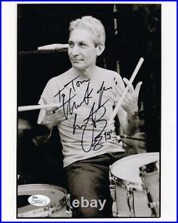 CHARLIE WATTS HAND SIGNED 8x10 PHOTO ROLLING STONES DRUMMER TO TOM JSA