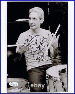 CHARLIE WATTS HAND SIGNED 8x10 PHOTO THE ROLLING STONES TO DAN JSA