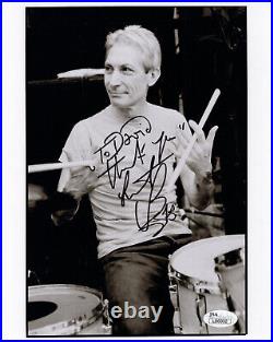 CHARLIE WATTS HAND SIGNED 8x10 PHOTO THE ROLLING STONES TO DAVID JSA