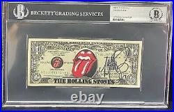CHARLIE WATTS Signed Autograph Novelty Currency Slabbed ROLLING STONES BAS