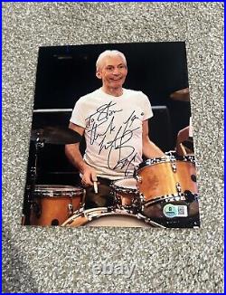 CHARLIE WATTS Signed Autographed 8x10 Photo RARE ROLLING STONES BAS BECKETT A