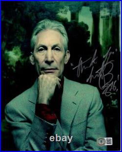 CHARLIE WATTS signed 8x10 photo Beckett BAS THE ROLLING STONES