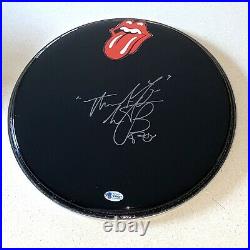 CHARLIE WATTS signed autographed DRUMHEAD THE ROLLING STONES BECKETT COA Y80607