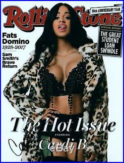 Cardi B Rapper Signed 8x10 Rolling Stone Magazine Cover Photo Autographed COA