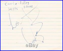 Charlie Watts Musician Rolling Stones Rock Band Music Signed Index Card JSA COA