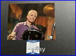 Charlie Watts Rare! Signed autographed Rolling Stones 8x10 photo Beckett BAS Coa