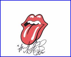 Charlie Watts Signed Autograph 8x10 Photo Rolling Stones Tongue And Lips Logo