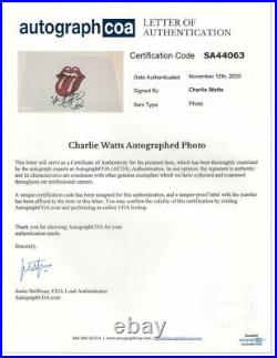 Charlie Watts Signed Autograph 8x10 Photo Rolling Stones Tongue And Lips Logo