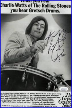 Charlie Watts Signed Autograph 8x12 Photo The Rolling Stones Drummer JSA COA