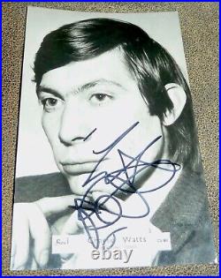 Charlie Watts Signed Autographed Rolling Stones Postcard In Person Uacc Dealer