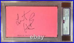 Charlie Watts Signed Index Card Psa Encapsulated Rolling Stones Jagger Richard B