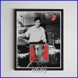 Charlie Watts The Rolling Stones Genuine Signed Autographh Framed Display Charlie Watts The Rolling Stones Genuine Signed Autographh Framed Display