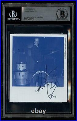 Charlie Watts d2021 signed autograph auto 3.5x4 Photo Drummer Rolling Stones BAS