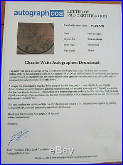Charlie Watts signed drumhead ACOA LOA + Proof! Rolling Stones autographed