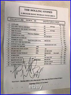 Charlie Watts signed setlist ACOA LOA + Proof! Rolling Stones autographed