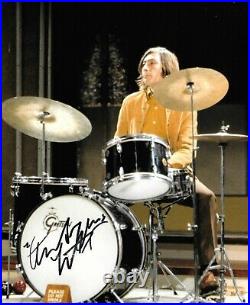 Charlie watts playing the drums ROLLING STONES signed 10x8 photo