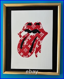 DEATH NYC Hand Signed LARGE Print COA Framed 16x20in Rolling Stones Tongue LV @