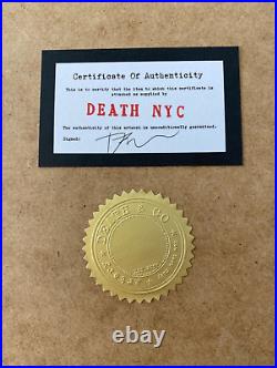 DEATH NYC Hand Signed LARGE Print COA Framed 16x20in Rolling Stones Tongue LV @