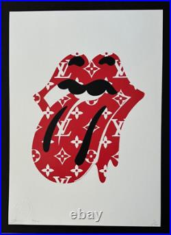 DEATH NYC Hand Signed LARGE Print COA Framed 16x20in Rolling Stones Tongue LV @